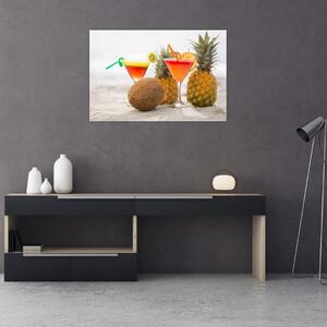 Ananász és csésze képe a strandon (90x60 cm)