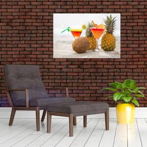 Ananász és csésze képe a strandon (90x60 cm)