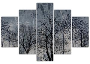 Kép - Fa sziluettek levelekkel (150x105 cm)