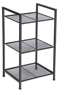 Fém polc, 3 szintes polc, bővíthető, állítható polcok, ipari design, fekete
