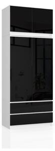 ARIVA S90 szekrény, 90x235x51, fehér/fekete magasfényű + kiegészítés