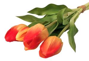 Real touch gumi tulipán, 5 szálas köteg, 30cm magas - Narancssárga