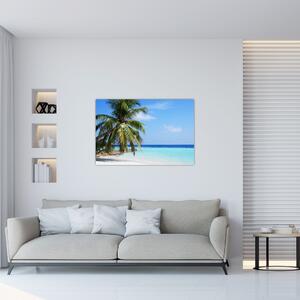 Pálmafák a strandon képe (90x60 cm)