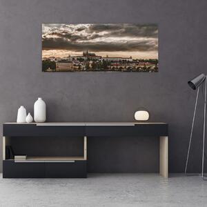 Kép - felhős Prága (120x50 cm)