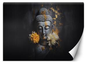 Gario Fotótapéta Szürke Buddha és virágok Anyag: Vlies, Méret: 200 x 140 cm