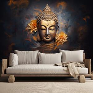 Gario Fotótapéta Arany Buddha és virágok Anyag: Vlies, Méret: 200 x 140 cm