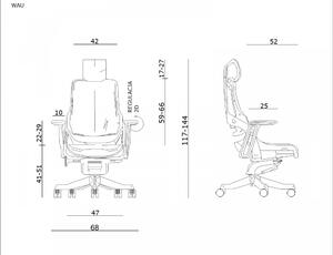 UNIQUE WAU ergonomikus irodai szék, fekete váz-világosszürke háló OUTLET