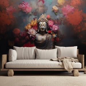 Gario Fotótapéta Buddha virágokkal körülvéve Anyag: Vlies, Méret: 200 x 140 cm