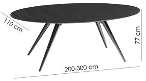 Fekete fa összecsukható asztal DAN-FORM Eclipse 200-300x110 cm