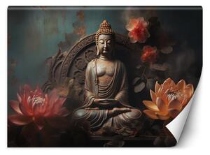 Gario Fotótapéta Buddha szobor és virágok Anyag: Vlies, Méret: 200 x 140 cm