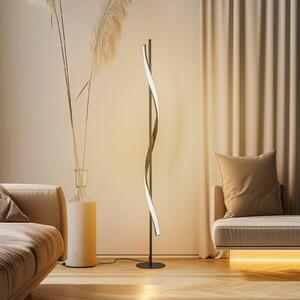 Lindby LED állólámpa Munja, fekete, fém, fényerőszabályozható, dimmelhető, Fekete, Nappali / Étkező, fém, Modern