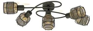 Lindby - Eudoria 5 Round Mennyezeti Lámpa Black/Gold - Lampemesteren