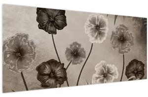 Kép - Rajzolt virágok (120x50 cm)