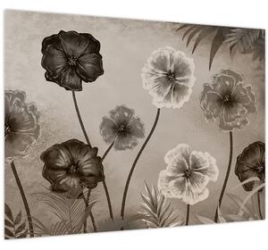 Kép - Rajzolt virágok (70x50 cm)