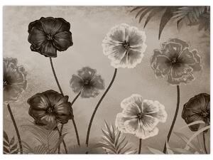 Kép - Rajzolt virágok (70x50 cm)