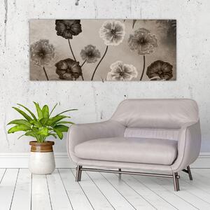 Kép - Rajzolt virágok (120x50 cm)