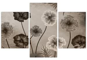 Kép - Rajzolt virágok (90x60 cm)