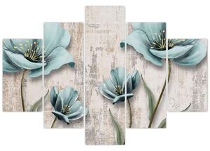Kép - Virágok a textúrán (150x105 cm)
