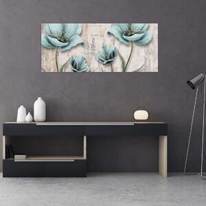 Kép - Virágok a textúrán (120x50 cm)