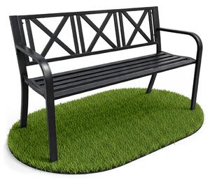 AKORD CROSS Kerti pad fém fekete geometrikus mintás támlával 119 cm