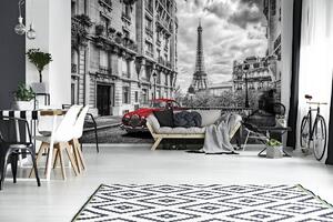 Fotótapéta - Piros autó Párizsban (152,5x104 cm)