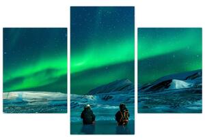 Emberek és az északi fény képe (90x60 cm)