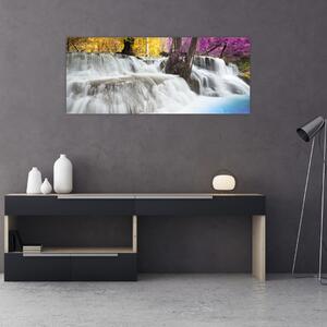Egy kép Erawan vízeséséről az erdőben (120x50 cm)
