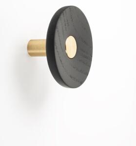 Fogas Viefe ZOOT gomb, 90mm, fa-alumínium, csiszolt sötét sárgaréz + fekete lakkozott EI