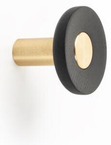 Fogas Viefe ZOOT gomb, 60mm, fa-alumínium, csiszolt sötét sárgaréz + fekete lakkozott EI