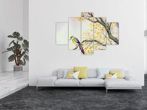 Kép - Akvarell madár a fán (150x105 cm)