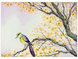 Kép - Akvarell madár a fán (70x50 cm)