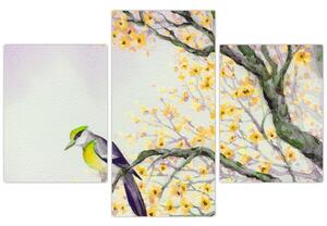Kép - Akvarell madár a fán (90x60 cm)