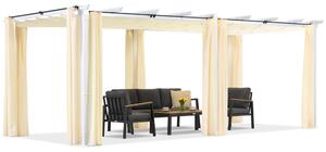 Barbados 3x6 m terasz pergola Garden Point függönyökkel fehér és bézs színben