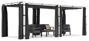 Barbados terasz pergola 3x6 m Garden Point függönyökkel fehér és antracit színben