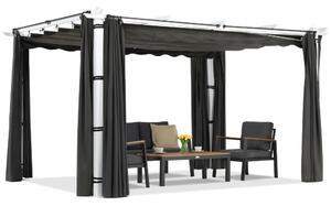 Barbados terasz pergola 3x4 m Garden Point függönyökkel fehér-antracit színben