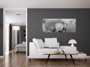 Kép - Jegesmedvék, fekete-fehér (120x50 cm)