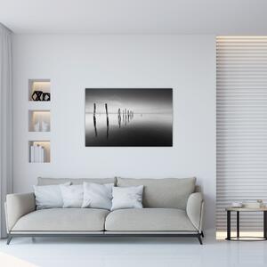 Egy fekete-fehér vízfelszín képe (90x60 cm)