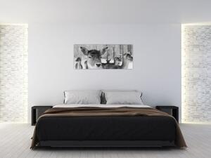 Kép - Szarvas, fekete, fehér (120x50 cm)