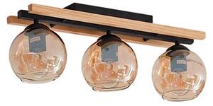 Lindby - Maite 3 Mennyezeti Lámpa Black/Wood/Amber - Lampemesteren
