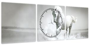 Kép - Fehér ló (órával) (90x30 cm)