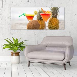 Ananász és csésze képe a strandon (120x50 cm)