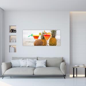 Ananász és csésze képe a strandon (120x50 cm)