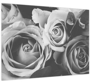 Kép - Rózsa, fekete-fehér (70x50 cm)