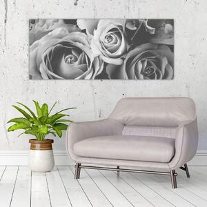 Kép - Rózsa, fekete-fehér (120x50 cm)