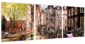 Kép - Amsterdam (órával) (90x30 cm)