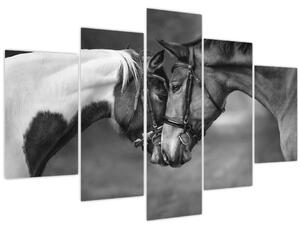 Kép - Szerelmes lovak, fekete-fehér (150x105 cm)