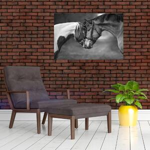 Kép - Szerelmes lovak, fekete-fehér (90x60 cm)