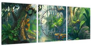 Kép - Egy trópusi erdő illusztrációja (órával) (90x30 cm)
