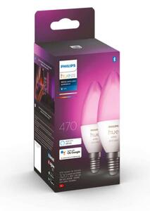 2 Becuri LED RGB inteligente Philips Hue B39, Bluetooth, E14, 4W