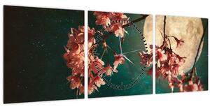 Kép - Sakura teliholdkor (órával) (90x30 cm)